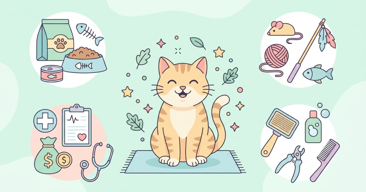 Illustrated breakdown of annual costs associated with owning a cat in 2026