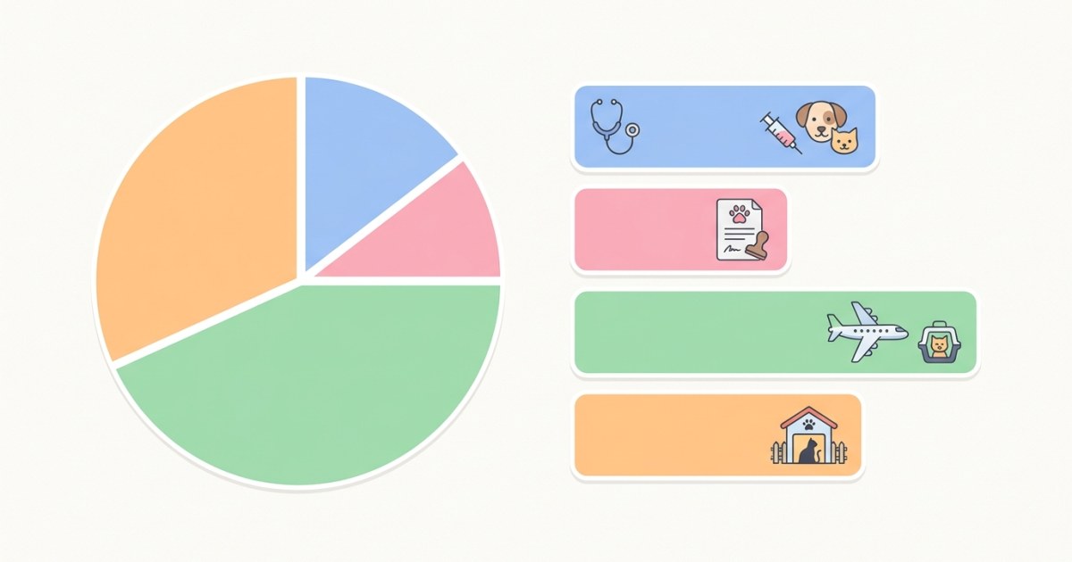 An illustrated breakdown chart showing various costs involved in importing a cat to Australia