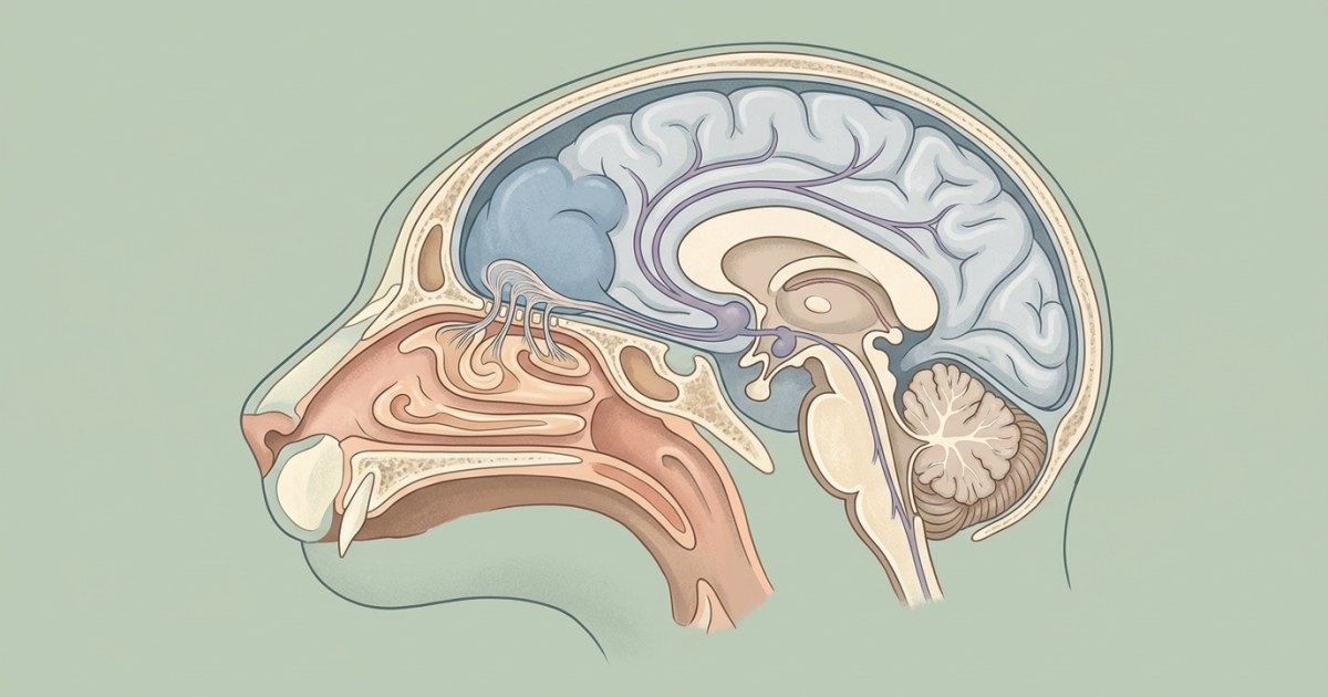Illustration showing how a cats sense of smell connects to feeding behaviour