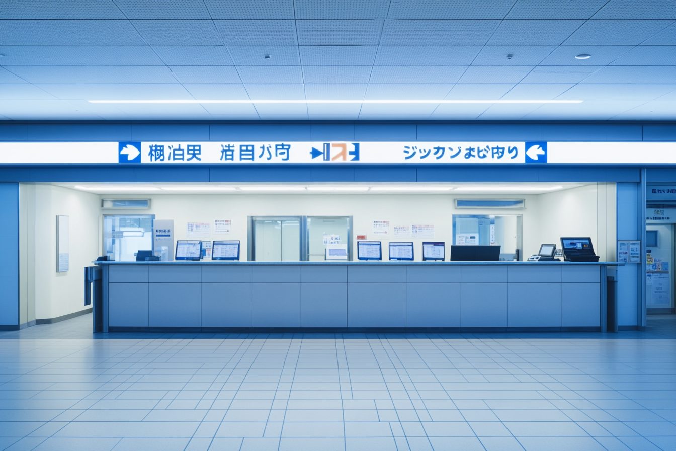 Animal Quarantine Service inspection counter at a modern Japanese airport